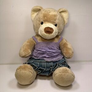 Build a Bear Workshop Teddy Bear Lavender Lace Top Denim Skirt Outfit Kids Plush